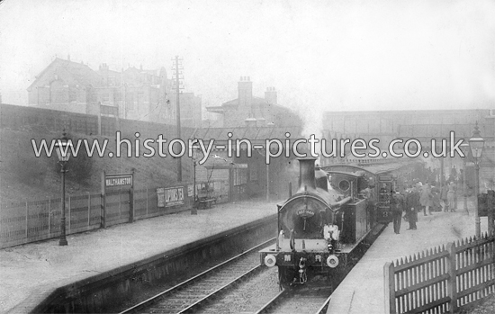 Walthamstow station, Tottenham & Forest Gate Railway, with Midland Railway train en route to East Ham, c.1900.